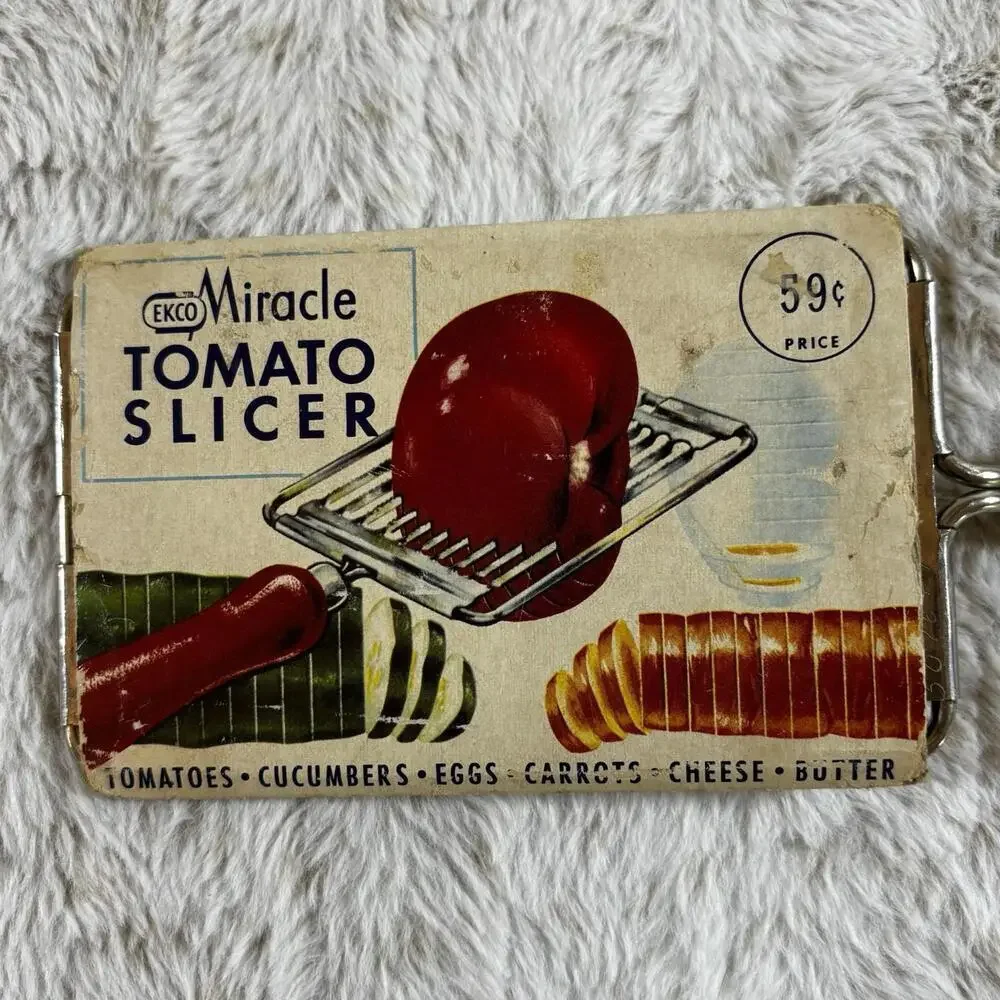Vintage EKCO Miracle Tomato Slicer Red Handle with Box Kitchen Utensil